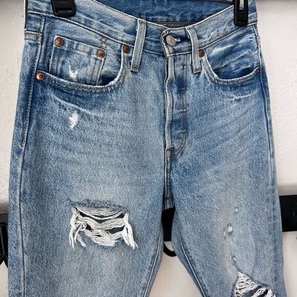 501 Levi’s skinny high waist distressed size W24 L28 - Picture 5 of 15